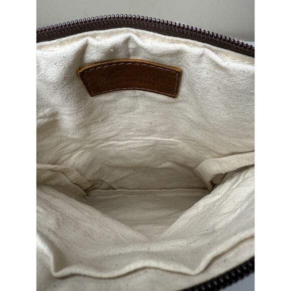 Nena & Co Artisan Handmade Clutch Large Brown Leather Wool Convertible Lined Bag - Picture 6 of 9